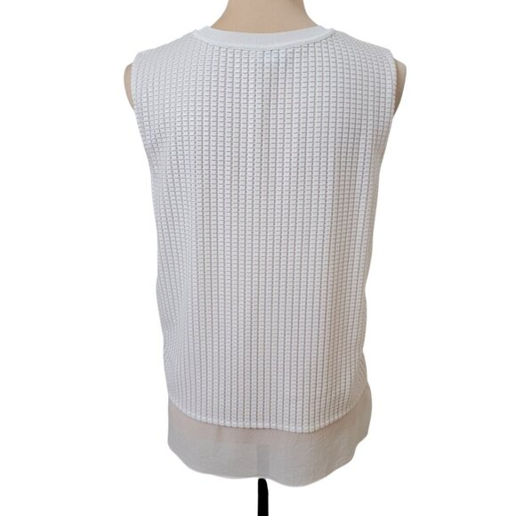 Vince Size M Ivory Lattice Overlay Silk Sleeveless Top, Exc. Used Condition - Picture 4 of 11